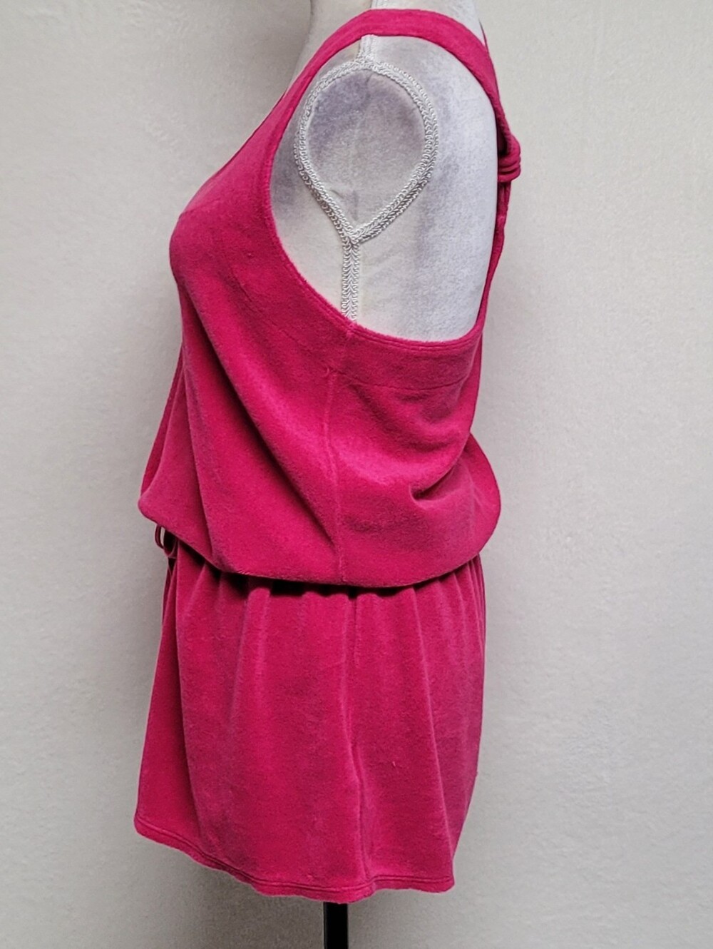 Juicy Couture Rare Vintage Magenta Terrycloth Racerback Tie-Waist Mini Dress L - Picture 8 of 13